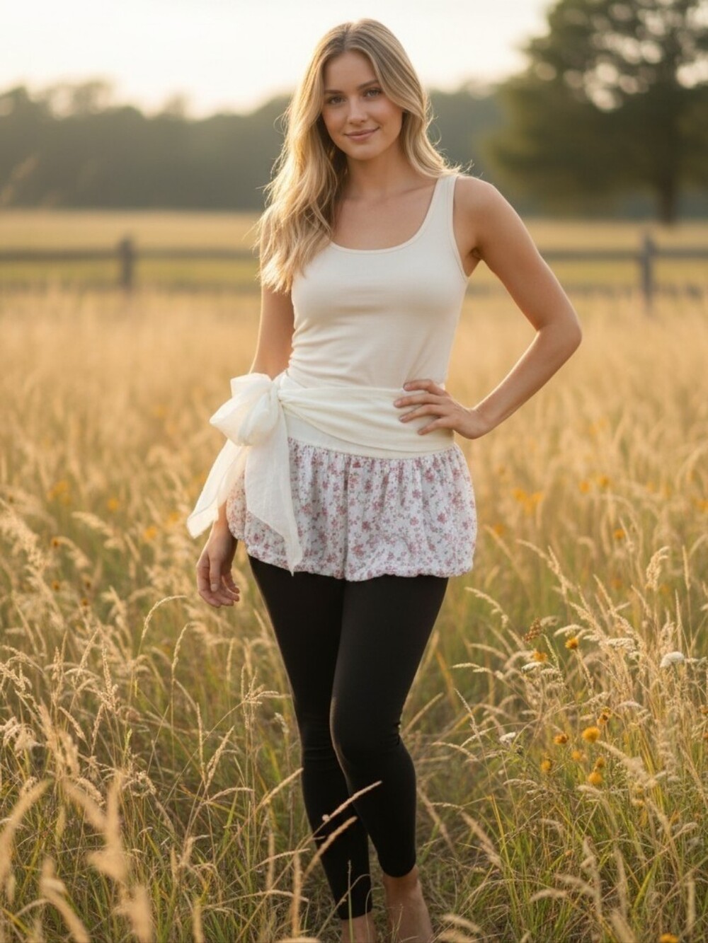 Floral Flared Mini Skirt with Tie Sash (Pink)